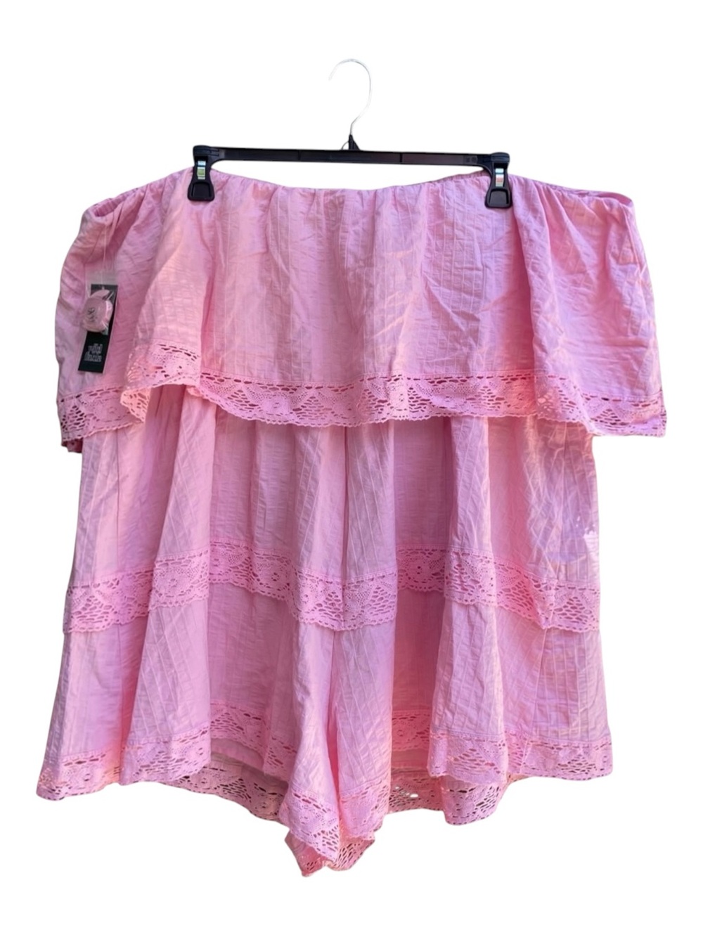 Wild Fable Pink Tube Romper Sleeveless Lace Trim Tiered Womens Plus Size 2X NWT